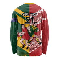 Australia-Tonga Rugby Pacific Custom Long Sleeve Shirt The Kangaroos and Mate Ma'a Tonga LT9 - Polynesian Pride