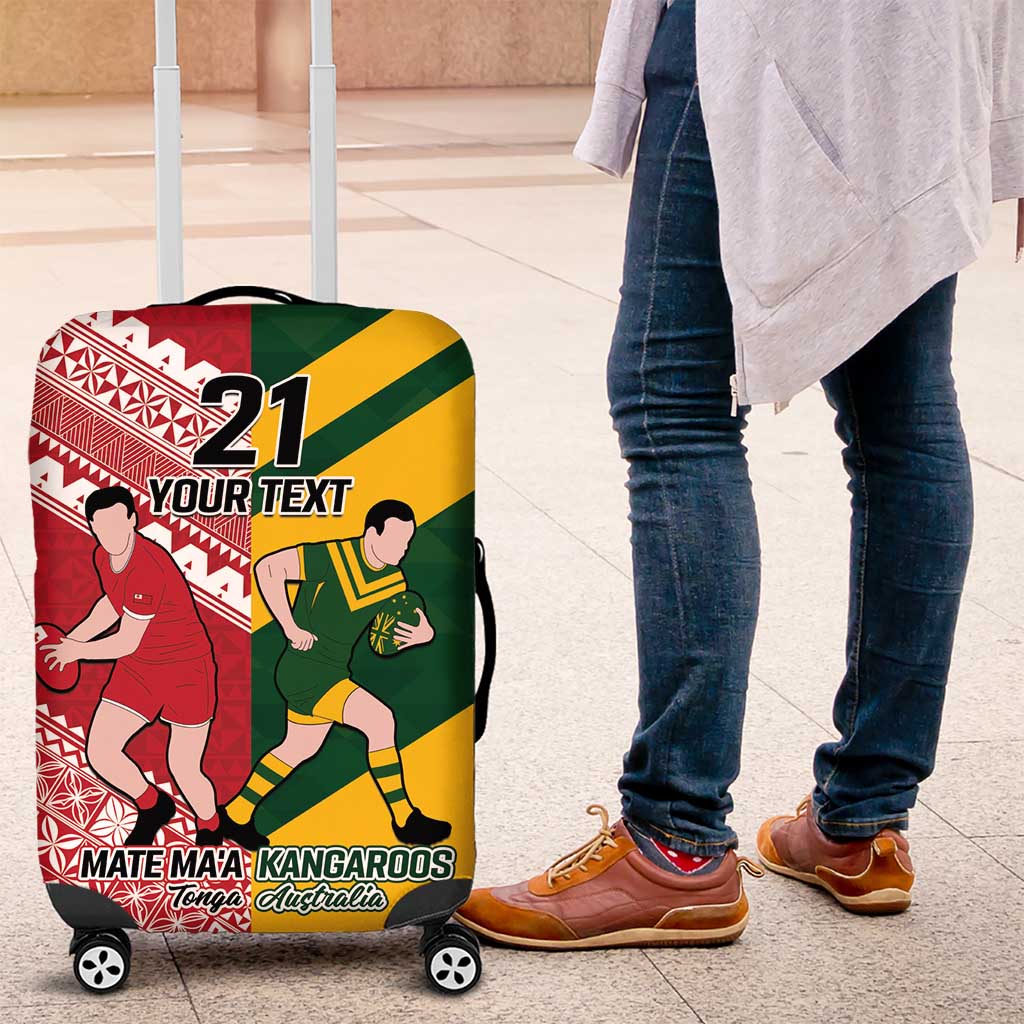 Australia-Tonga Rugby Pacific Custom Luggage Cover The Kangaroos and Mate Ma'a Tonga LT9 Red-Green - Polynesian Pride