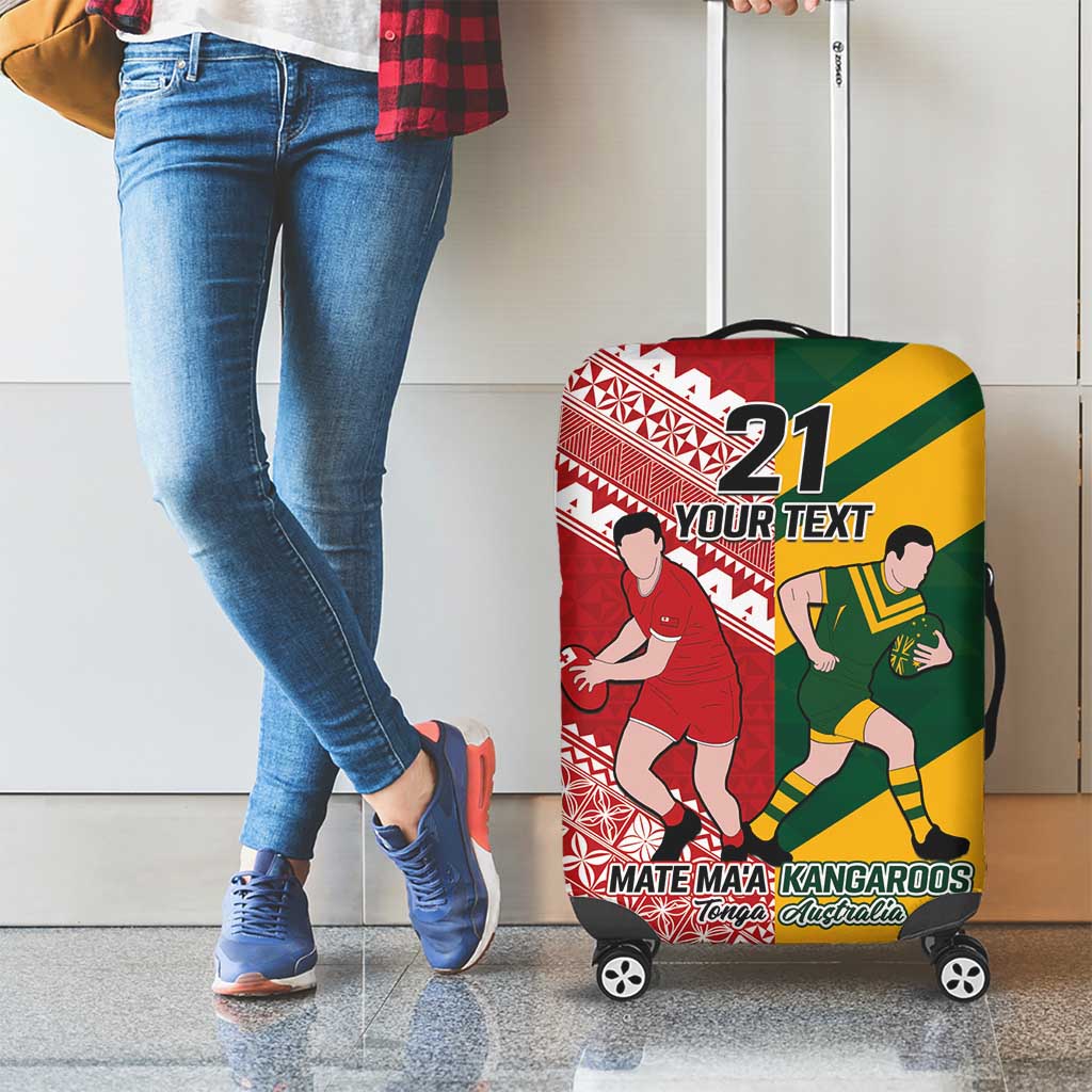 Australia-Tonga Rugby Pacific Custom Luggage Cover The Kangaroos and Mate Ma'a Tonga LT9 - Polynesian Pride