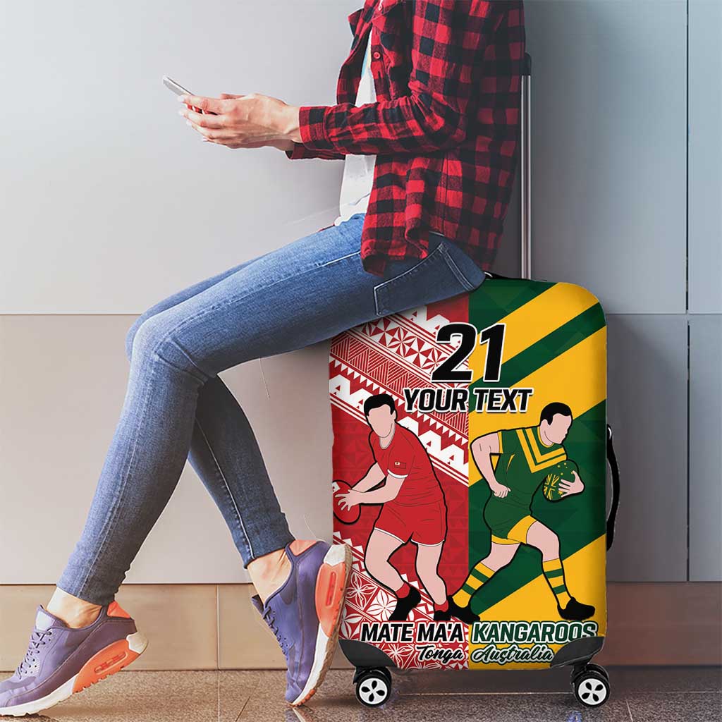Australia-Tonga Rugby Pacific Custom Luggage Cover The Kangaroos and Mate Ma'a Tonga LT9 - Polynesian Pride