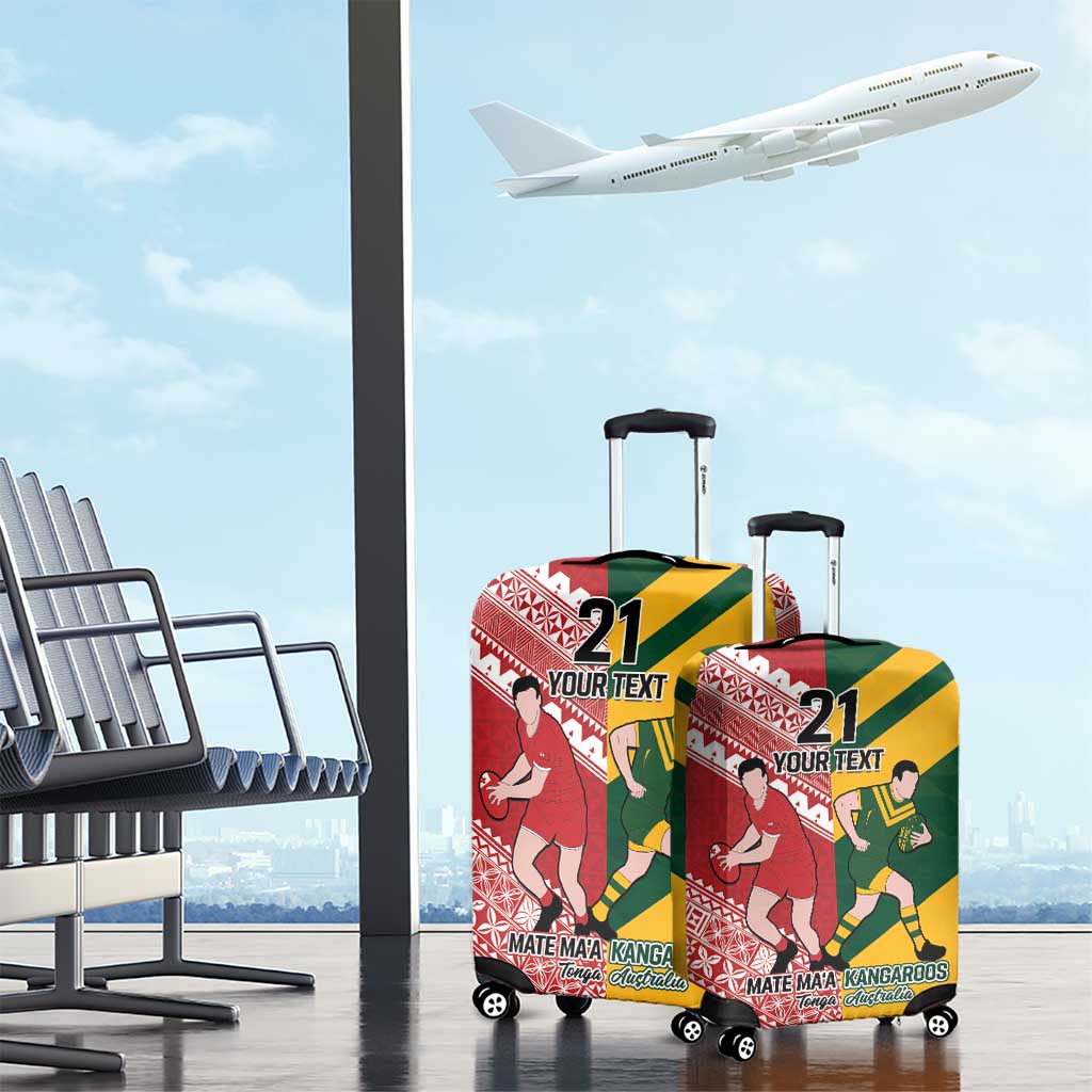 Australia-Tonga Rugby Pacific Custom Luggage Cover The Kangaroos and Mate Ma'a Tonga LT9 - Polynesian Pride