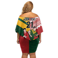 Australia-Tonga Rugby Pacific Custom Off Shoulder Short Dress The Kangaroos and Mate Ma'a Tonga LT9 - Polynesian Pride