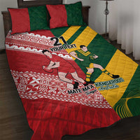Australia-Tonga Rugby Pacific Custom Quilt Bed Set The Kangaroos and Mate Ma'a Tonga LT9 Red-Green - Polynesian Pride
