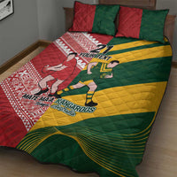 Australia-Tonga Rugby Pacific Custom Quilt Bed Set The Kangaroos and Mate Ma'a Tonga LT9 - Polynesian Pride