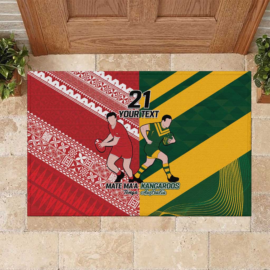 Australia-Tonga Rugby Pacific Custom Rubber Doormat The Kangaroos and Mate Ma'a Tonga LT9 Red-Green - Polynesian Pride