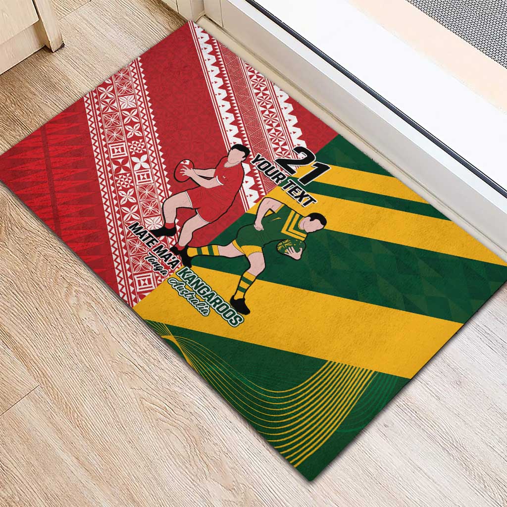 Australia-Tonga Rugby Pacific Custom Rubber Doormat The Kangaroos and Mate Ma'a Tonga LT9 - Polynesian Pride