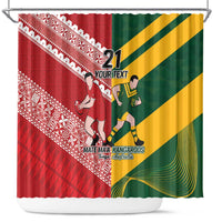 Australia-Tonga Rugby Pacific Custom Shower Curtain The Kangaroos and Mate Ma'a Tonga LT9 Red-Green - Polynesian Pride