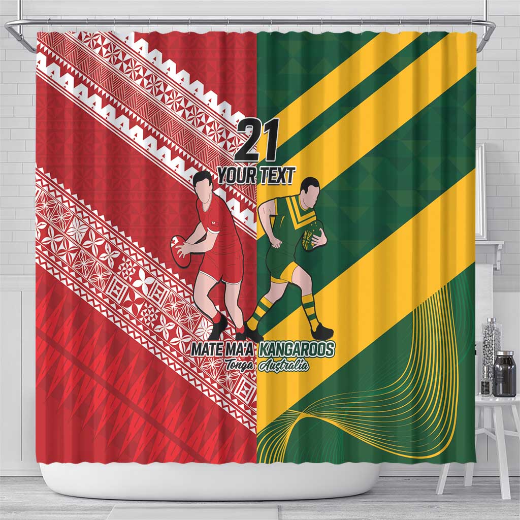 Australia-Tonga Rugby Pacific Custom Shower Curtain The Kangaroos and Mate Ma'a Tonga LT9 - Polynesian Pride