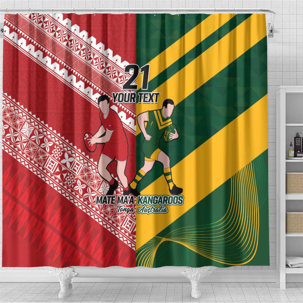 Australia-Tonga Rugby Pacific Custom Shower Curtain The Kangaroos and Mate Ma'a Tonga LT9 - Polynesian Pride