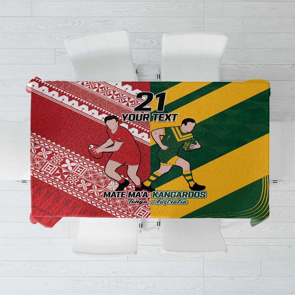 Australia-Tonga Rugby Pacific Custom Tablecloth The Kangaroos and Mate Ma'a Tonga