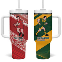 Australia-Tonga Rugby Pacific Custom Tumbler With Handle The Kangaroos and Mate Ma'a Tonga LT9 One Size: 40 oz Red-Green - Polynesian Pride