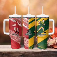 Australia-Tonga Rugby Pacific Custom Tumbler With Handle The Kangaroos and Mate Ma'a Tonga LT9 - Polynesian Pride
