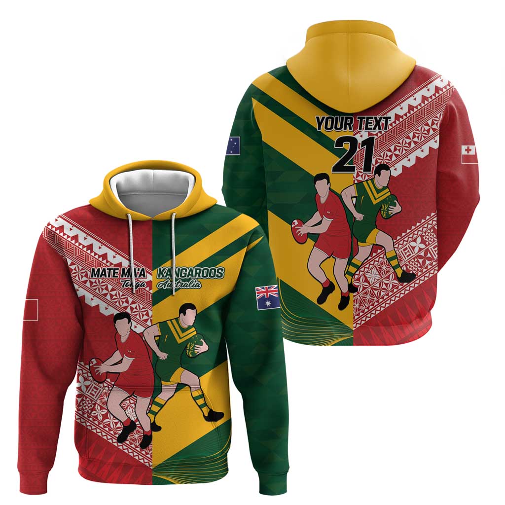 Australia-Tonga Rugby Pacific Custom Zip Hoodie The Kangaroos and Mate Ma'a Tonga LT9 - Polynesian Pride