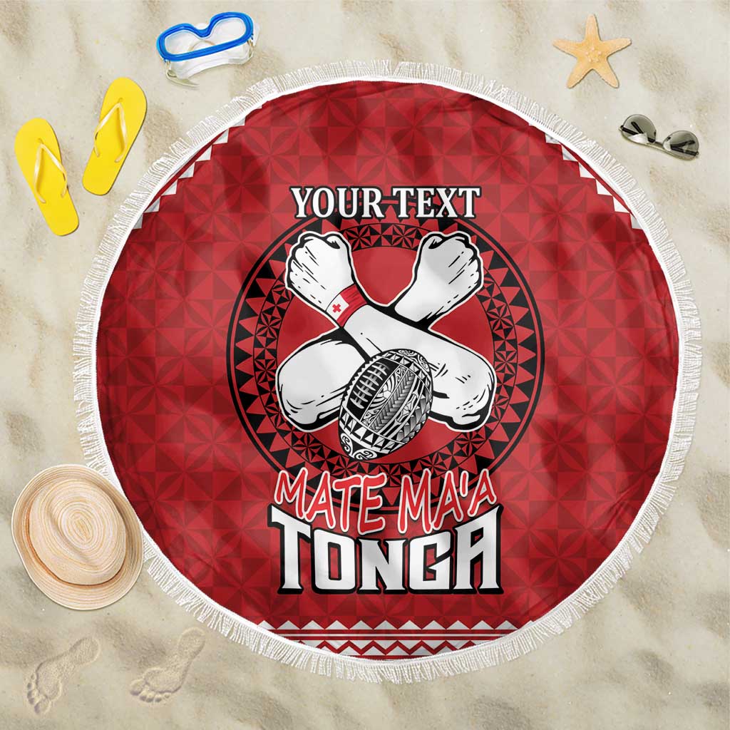 Tonga Rugby XIII Custom Beach Blanket Mate Ma'a Tonga with Ngatu Pattern LT9 One Size 150cm Red - Polynesian Pride