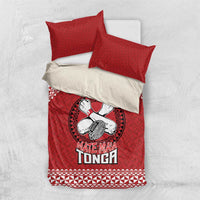 Tonga Rugby XIII Custom Bedding Set Mate Ma'a Tonga with Ngatu Pattern LT9 US Twin 172cm x 218cm Red - Polynesian Pride