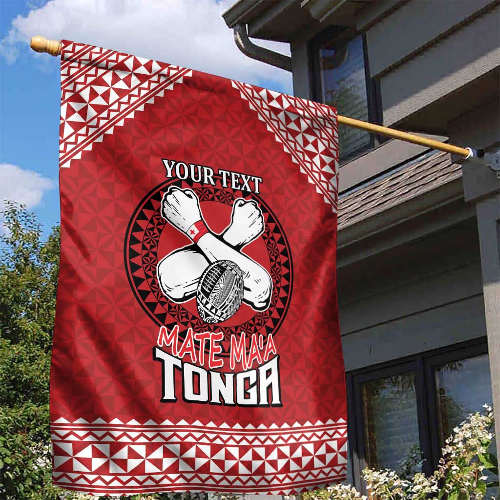 Tonga Rugby XIII Custom Garden Flag Mate Ma'a Tonga with Ngatu Pattern LT9 - Polynesian Pride