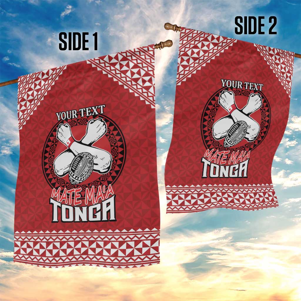 Tonga Rugby XIII Custom Garden Flag Mate Ma'a Tonga with Ngatu Pattern LT9 - Polynesian Pride