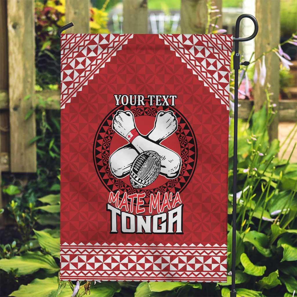 Tonga Rugby XIII Custom Garden Flag Mate Ma'a Tonga with Ngatu Pattern LT9 Garden Flag Red - Polynesian Pride
