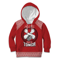 Tonga Rugby XIII Custom Kid Hoodie Mate Ma'a Tonga with Ngatu Pattern LT9 Hoodie Red - Polynesian Pride