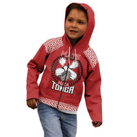Tonga Rugby XIII Custom Kid Hoodie Mate Ma'a Tonga with Ngatu Pattern LT9 - Polynesian Pride