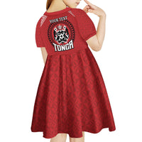 Tonga Rugby XIII Custom Kid Short Sleeve Dress Mate Ma'a Tonga with Ngatu Pattern LT9 - Polynesian Pride