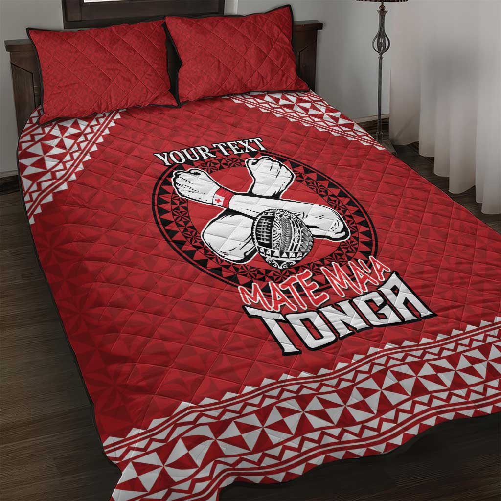 Tonga Rugby XIII Custom Quilt Bed Set Mate Ma'a Tonga with Ngatu Pattern LT9 Red - Polynesian Pride