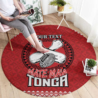 Tonga Rugby XIII Custom Round Carpet Mate Ma'a Tonga with Ngatu Pattern LT9 - Polynesian Pride