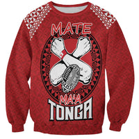Tonga Rugby XIII Custom Sweatshirt Mate Ma'a Tonga with Ngatu Pattern LT9 Unisex Red - Polynesian Pride