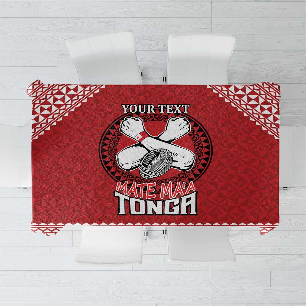 Tonga Rugby XIII Custom Tablecloth Mate Ma'a Tonga with Ngatu Pattern