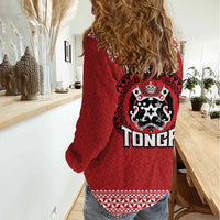 Tonga Rugby XIII Custom Women Casual Shirt Mate Ma'a Tonga with Ngatu Pattern LT9 - Polynesian Pride