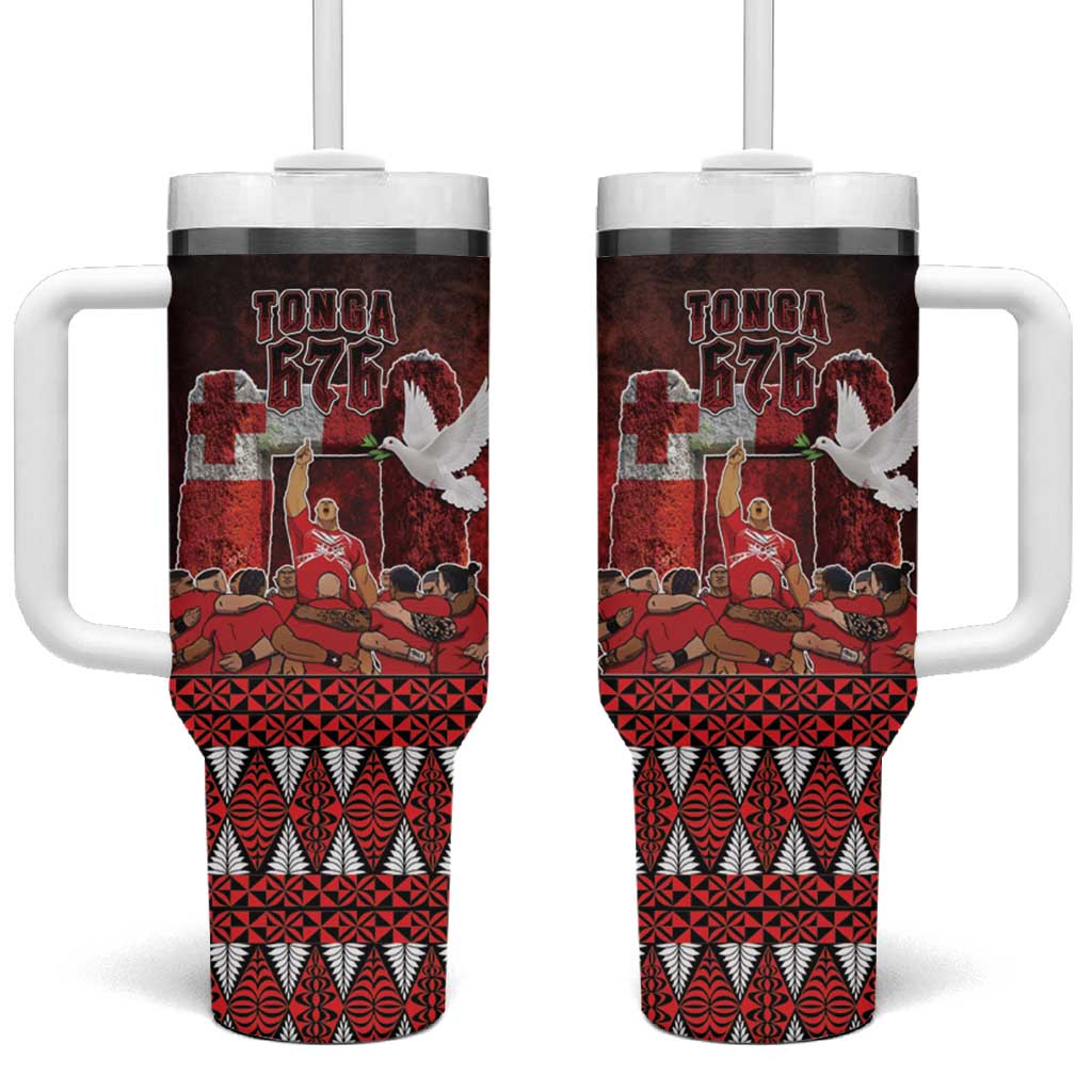 Custom Tonga 676 Haamonga a Maui Tumbler With Handle Tongan Sipi Tau Unique Dance LT9 One Size: 40 oz Red - Polynesian Pride