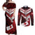 Custom Tonga XIII Rugby Tribal Tattoo Couples Matching Off Shoulder Maxi Dress and Long Sleeve Button Shirt Mate Ma'a Tonga Kupesi Ngatu Grunge Style