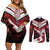 Custom Tonga XIII Rugby Tribal Tattoo Couples Matching Off Shoulder Short Dress and Long Sleeve Button Shirt Mate Ma'a Tonga Kupesi Ngatu Grunge Style