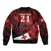 Custom Tonga XIII Rugby Tribal Tattoo Sleeve Zip Bomber Jacket Mate Ma'a Tonga Kupesi Ngatu Grunge Style LT9 - Polynesian Pride