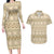 Pasifika Sataoa Pattern Simple Motif Couples Matching Long Sleeve Bodycon Dress and Hawaiian Shirt Beige Tan LT9 Beige Tan - Polynesian Pride