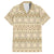 Pasifika Sataoa Pattern Simple Motif Family Matching Off Shoulder Long Sleeve Dress and Hawaiian Shirt Beige Tan LT9 Dad's Shirt - Short Sleeve Beige Tan - Polynesian Pride