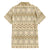 Pasifika Sataoa Pattern Simple Motif Family Matching Off Shoulder Long Sleeve Dress and Hawaiian Shirt Beige Tan LT9 - Polynesian Pride