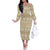 Pasifika Sataoa Pattern Simple Motif Family Matching Off Shoulder Long Sleeve Dress and Hawaiian Shirt Beige Tan LT9 Mom's Dress Beige Tan - Polynesian Pride