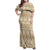 Pasifika Sataoa Pattern Simple Motif Family Matching Off Shoulder Maxi Dress and Hawaiian Shirt Beige Tan LT9 Mom's Dress Beige Tan - Polynesian Pride