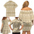 Pasifika Sataoa Pattern Simple Motif Family Matching Off Shoulder Short Dress and Hawaiian Shirt Beige Tan LT9 - Polynesian Pride