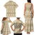 Pasifika Sataoa Pattern Simple Motif Family Matching Tank Maxi Dress and Hawaiian Shirt Beige Tan LT9 - Polynesian Pride