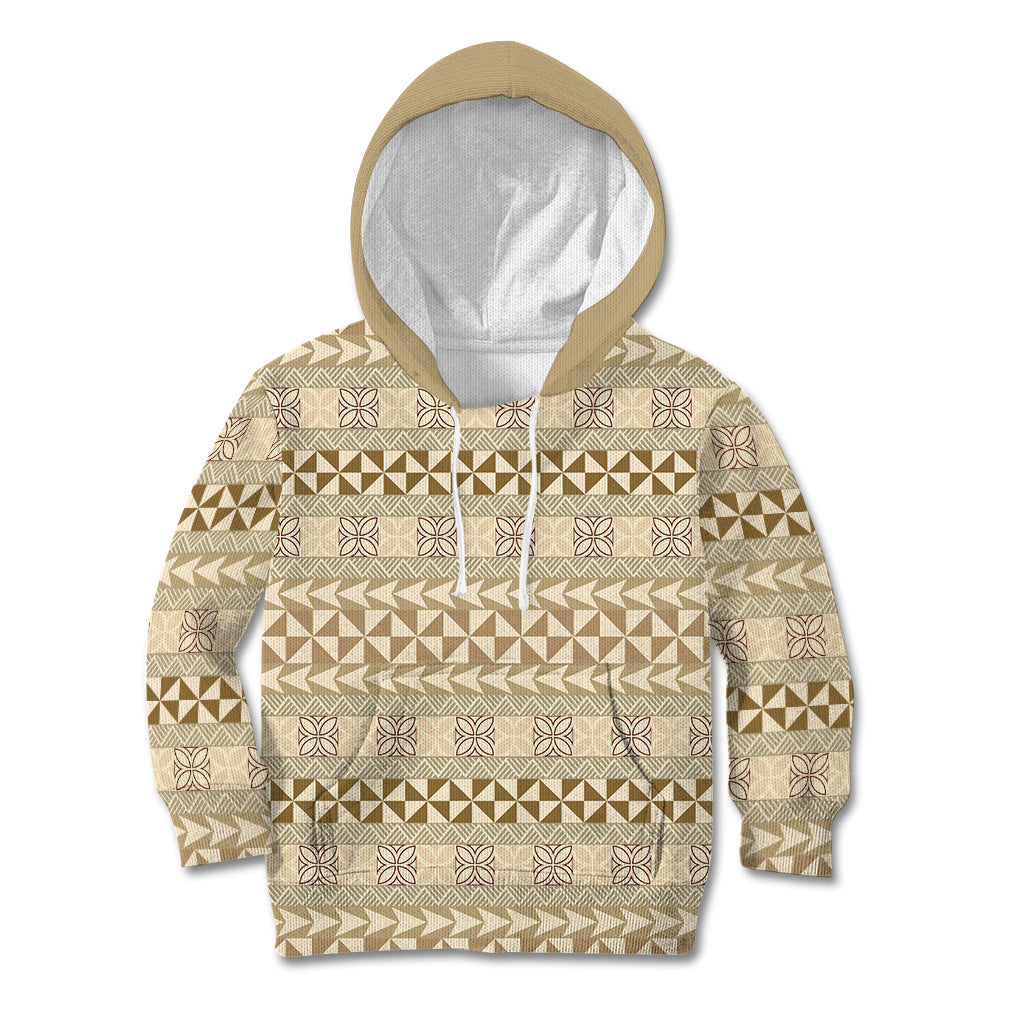 Pasifika Sataoa Pattern Simple Motif Kid Hoodie Beige Tan LT9 Hoodie Beige Tan - Polynesian Pride