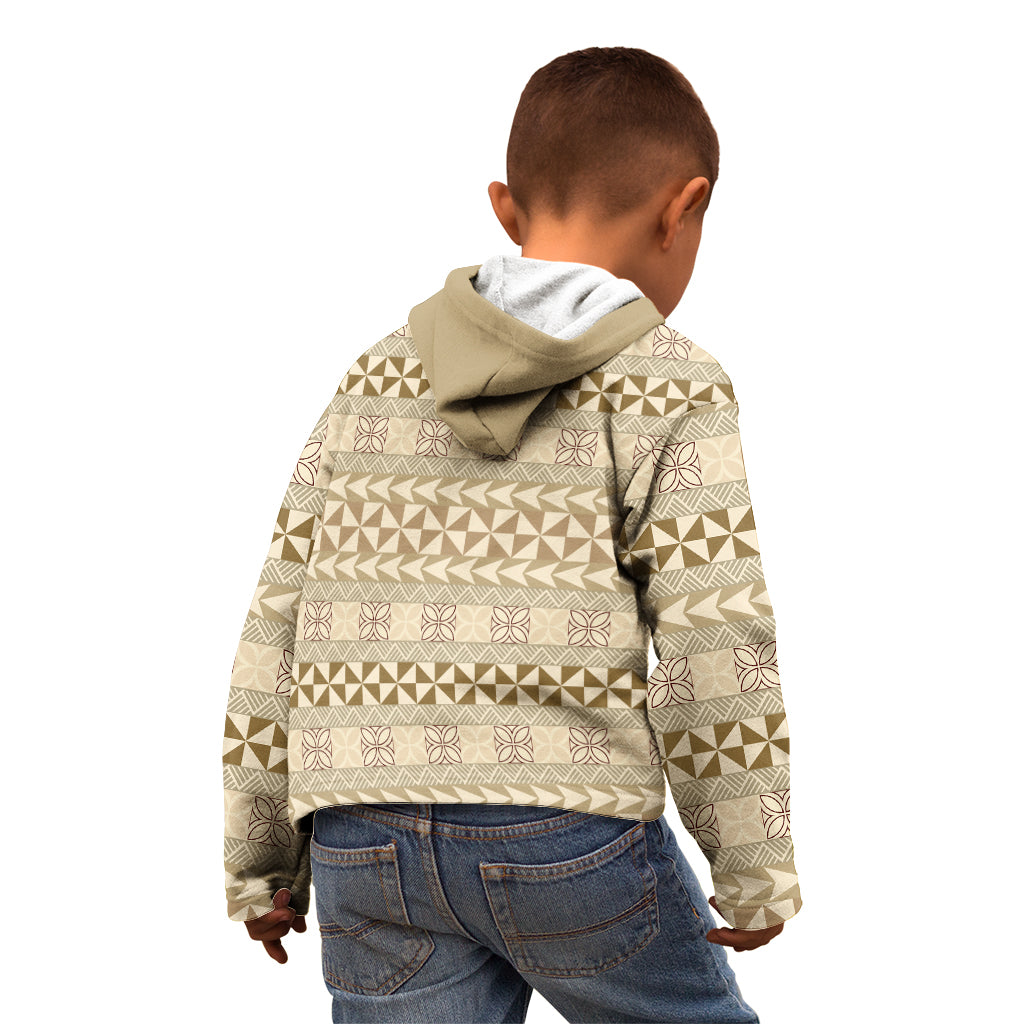 Pasifika Sataoa Pattern Simple Motif Kid Hoodie Beige Tan LT9 - Polynesian Pride
