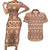 Pasifika Sataoa Pattern Simple Motif Couples Matching Short Sleeve Bodycon Dress and Hawaiian Shirt Brown Beige Tan LT9 Brown - Polynesian Pride