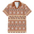 Pasifika Sataoa Pattern Simple Motif Family Matching Long Sleeve Bodycon Dress and Hawaiian Shirt Brown Beige Tan LT9 Dad's Shirt - Short Sleeve Brown - Polynesian Pride