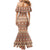 Pasifika Sataoa Pattern Simple Motif Family Matching Mermaid Dress and Hawaiian Shirt Brown Beige Tan LT9 - Polynesian Pride