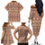 Pasifika Sataoa Pattern Simple Motif Family Matching Off Shoulder Long Sleeve Dress and Hawaiian Shirt Brown Beige Tan LT9 - Polynesian Pride