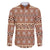 Pasifika Sataoa Pattern Simple Motif Family Matching Off Shoulder Long Sleeve Dress and Hawaiian Shirt Brown Beige Tan LT9 Dad's Shirt - Long Sleeve Brown - Polynesian Pride