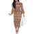 Pasifika Sataoa Pattern Simple Motif Family Matching Off Shoulder Long Sleeve Dress and Hawaiian Shirt Brown Beige Tan LT9 Mom's Dress Brown - Polynesian Pride