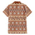 Pasifika Sataoa Pattern Simple Motif Family Matching Off Shoulder Maxi Dress and Hawaiian Shirt Brown Beige Tan LT9 - Polynesian Pride